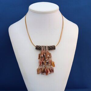 Vintage Hand-beaded Agate and Bead Fish Necklace